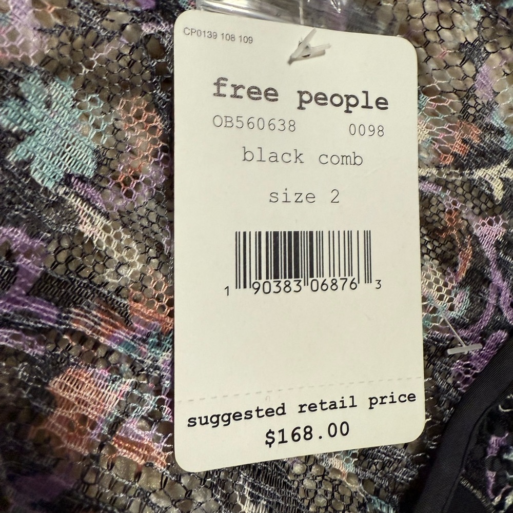 NWT Free People Black Floral Dress - Picture 9 of 9